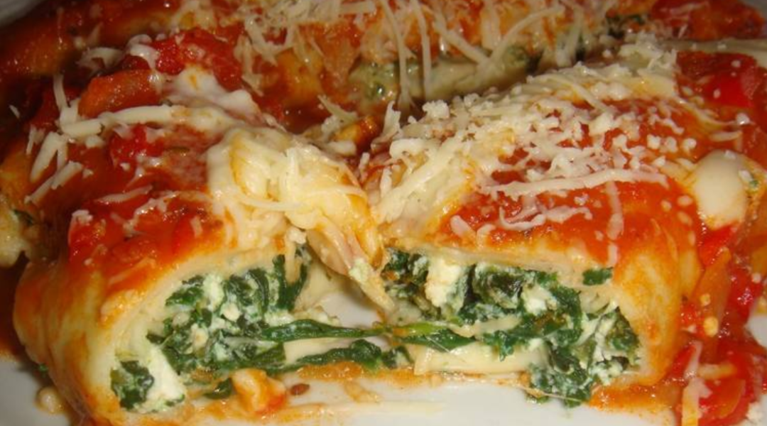 Canelones de Espinaca, Ricota y Queso