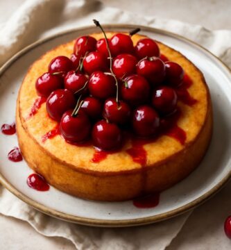 Receta de pastel de yogur con cerezas listo en 10 minutos