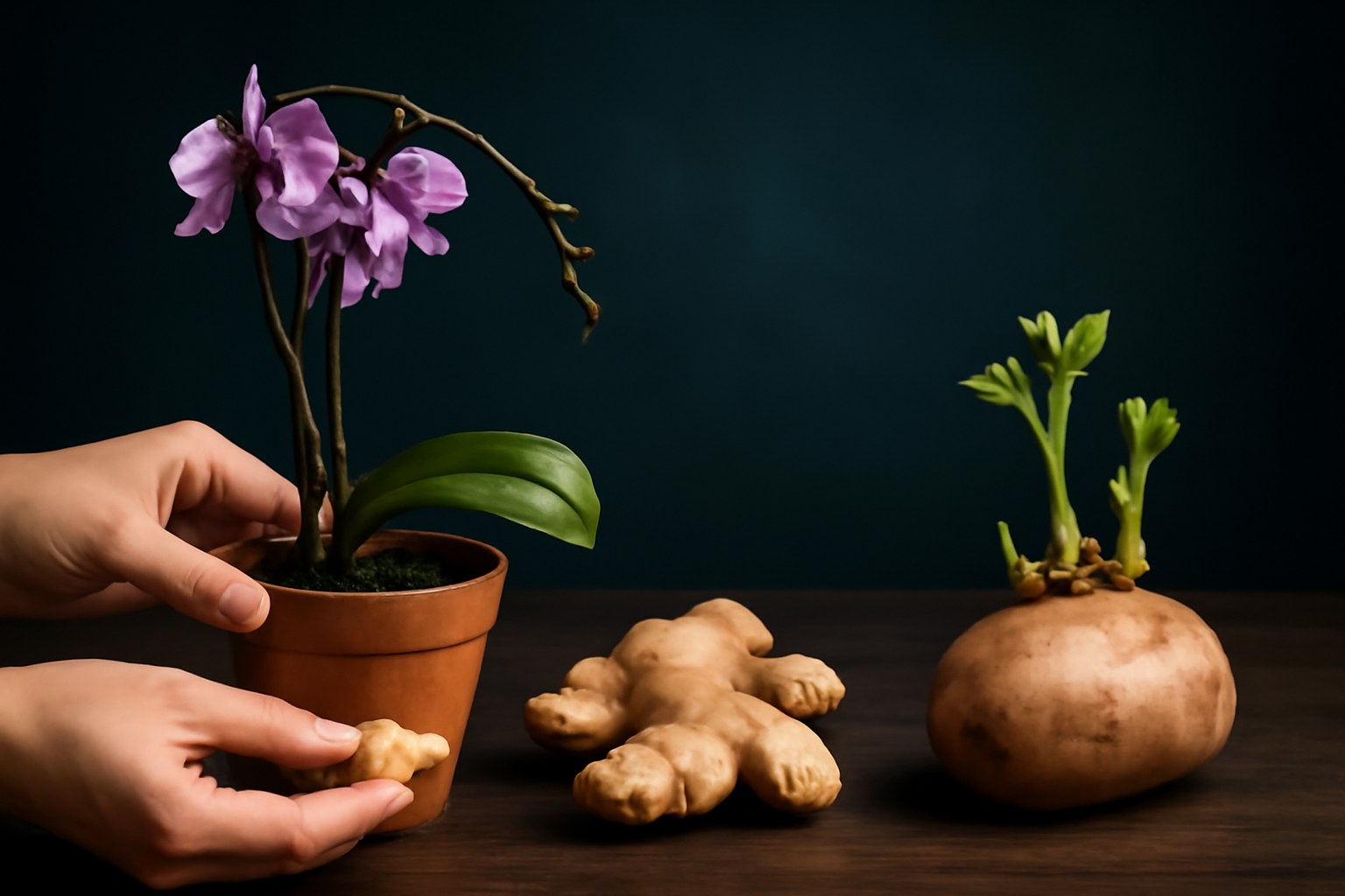 Cómo revivir una orquídea marchita con brotes de papa y jengibre: guía paso a paso