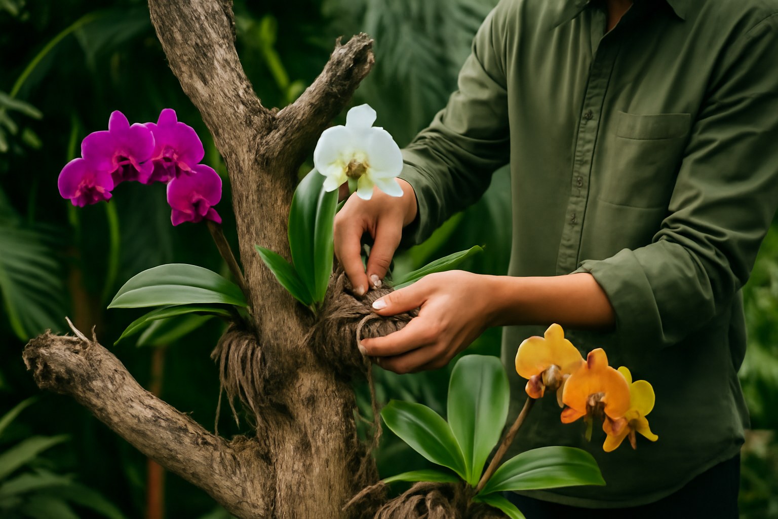 Cómo plantar orquídeas en un árbol seco y crear un jardín tropical en casa