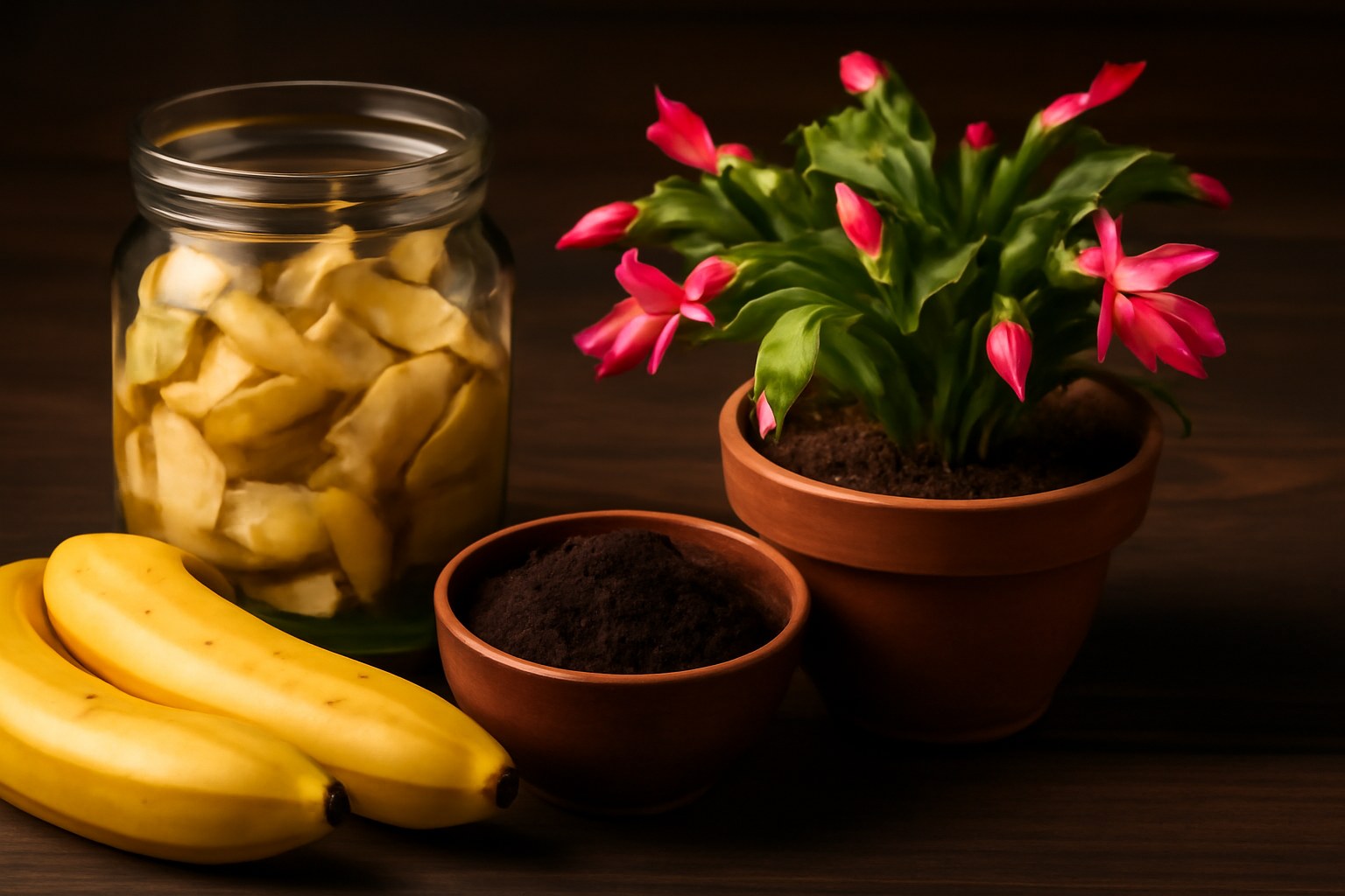 Cómo preparar un fertilizante casero con cáscaras de papa, plátano y café para estimular la floración del cactus de Navidad
